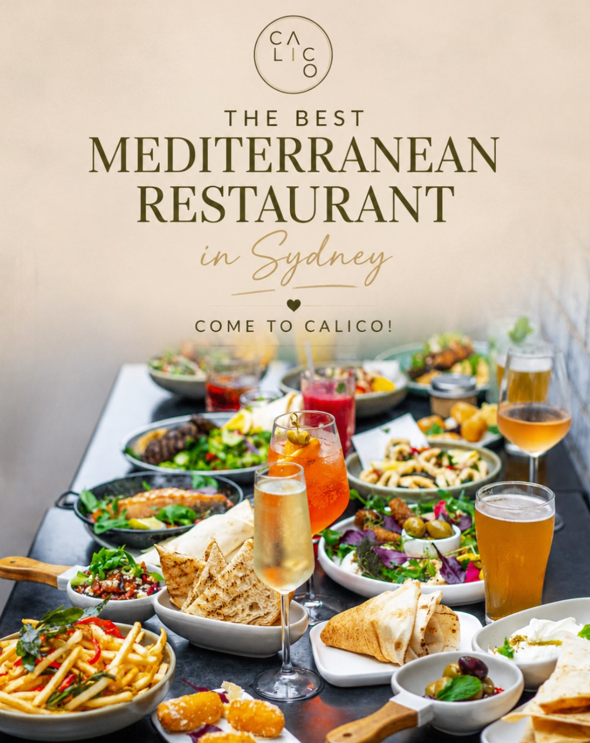 Calico Mediterranean restaurant spread creative